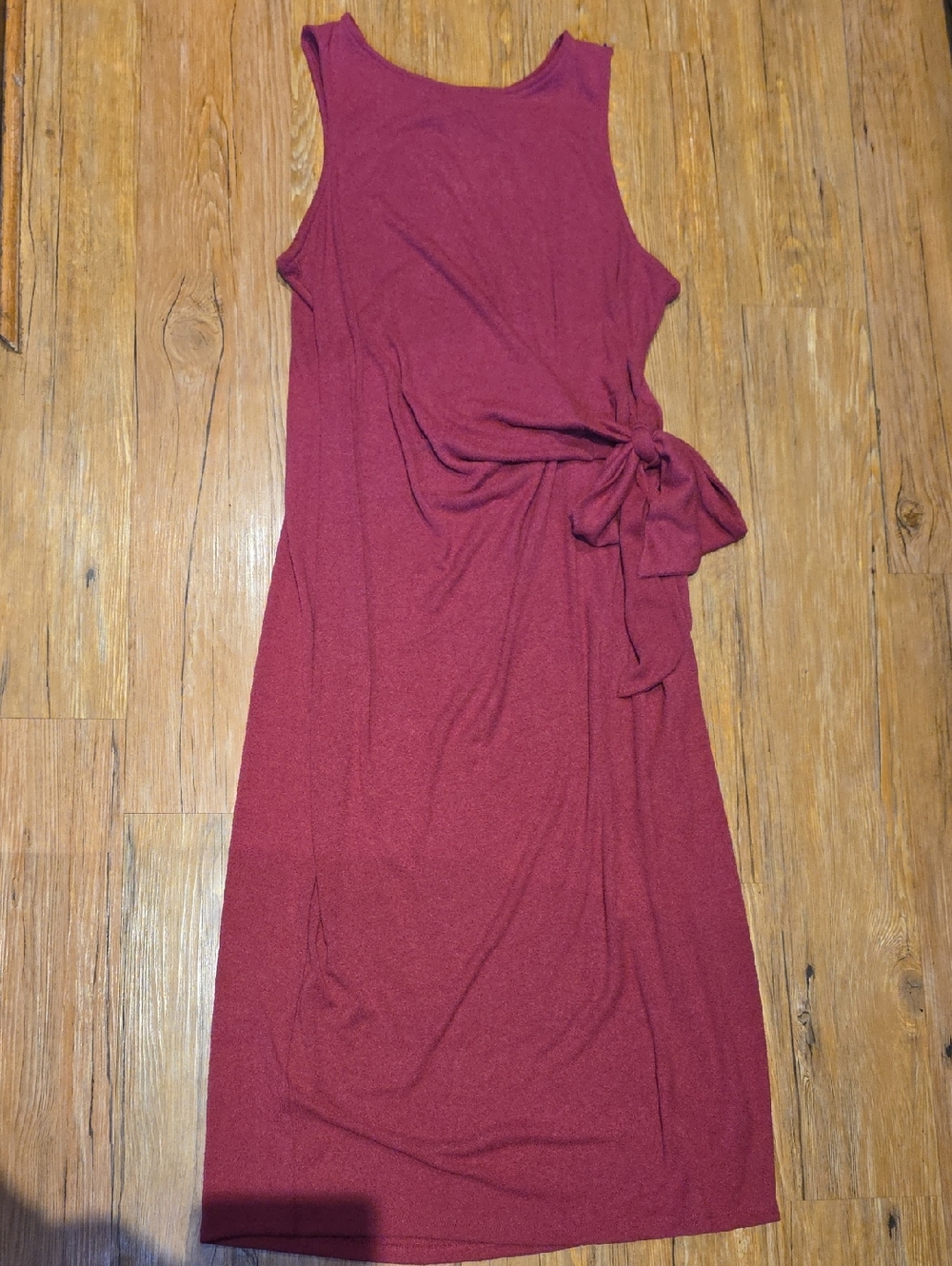 Sleeveless Tie-Waist Maxi Dress in Berry
